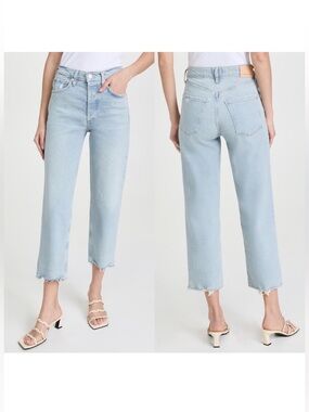 Citizens of Humanity Florence Wide Straight Leg Cropped Jeans in Sunbleach 33